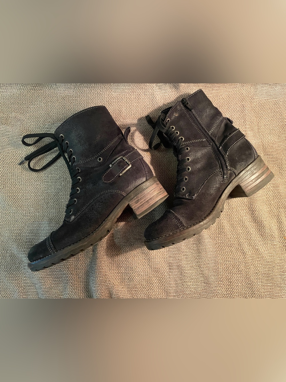Taos Footwear Black Suede Crave Combat Boots